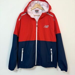 New Balance Colorblock Red Blue Full Zip Windbreaker Jacket